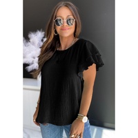 Azura Exchange Tiered Ruffled Short Sleeve Blouse - L thumbnail