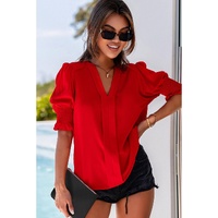 Azura Exchange Half Sleeve V Neck Blouse - M thumbnail