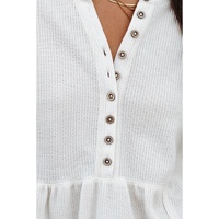 Azura Exchange Waffle Knit Half Button Henley Top - XL thumbnail