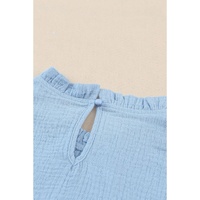 Azura Exchange Frilled Neck Textured Blouse - S thumbnail