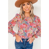 Azura Exchange Floral Puff Sleeve Blouse - S thumbnail