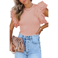 Azura Exchange Ruffle Sleeve Ribbed Knit Top - M thumbnail