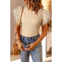 Azura Exchange Ruffle Sleeve Ribbed Knit Top - L thumbnail