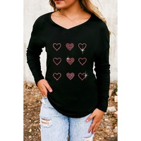 Azura Exchange Rhinestone Heart Pattern Long Sleeve Tee - M thumbnail