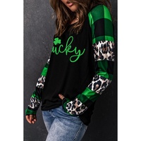 Azura Exchange Lucky Clover Glitter Pattern Leopard Plaid Top - M thumbnail