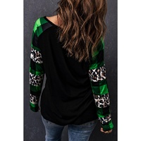Azura Exchange Leopard Printed Plaid Splicing Blouse - XL thumbnail