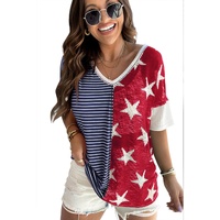 Azura Exchange Stripes Stars Print Knit Short Sleeves Top - XL thumbnail