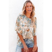 Azura Exchange Paisley Print Wide Sleeves Loose Blouse - S thumbnail