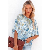 Azura Exchange Paisley Print Wide Sleeves Blouse - M thumbnail