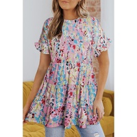 Azura Exchange Floral Print Ruffle Sleeve Top - M thumbnail