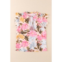 Azura Exchange Printed Tassel Tie Short Sleeve Blouse - S thumbnail