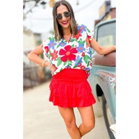 Azura Exchange V Neck Flower Print Blouse - M thumbnail