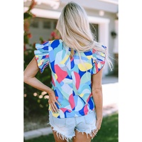 Azura Exchange Abstract Print Ruffle Sleeve Blouse - M thumbnail