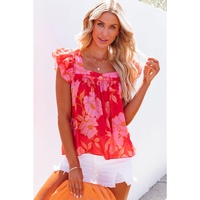 Azura Exchange Ruffle Sleeve Floral Blouse - L thumbnail