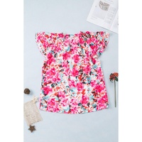 Azura Exchange Ruffle Flutter Sleeve Floral Print Blouse - M thumbnail