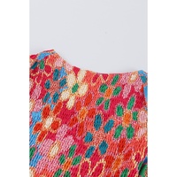 Azura Exchange Flower Print Puff Sleeve Peplum Top - L thumbnail