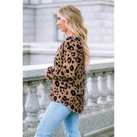 Azura Exchange Leopard Print V Neck Long Sleeve Top - L thumbnail