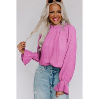 Azura Exchange Pleated Flared Cuff Long Sleeve Blouse - L thumbnail