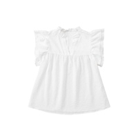 Azura Exchange Ruffle Flutter Sleeve Notch Neck Top - M thumbnail