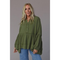 Azura Exchange Loose Sleeve Raw Edge Top - L thumbnail