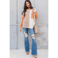 Azura Exchange Textured Knit Top with Colorblock Chest Pocket - L thumbnail
