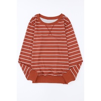 Azura Exchange Striped Print Ribbed Trim Top - S thumbnail