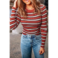 Azura Exchange Striped Ribbed Knit Slim Fit Top - XL thumbnail