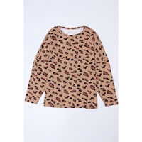 Azura Exchange Animal Print Stitching Loose Long Sleeve Top - L thumbnail