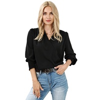 Azura Exchange Elegant Surplice Neck Draped Blouse - S thumbnail
