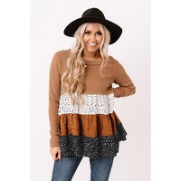 Azura Exchange Ribbed Tiered Ruffled Flowy Top - S thumbnail