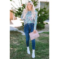 Azura Exchange Elegant Floral Print Long Sleeve Blouse - S thumbnail