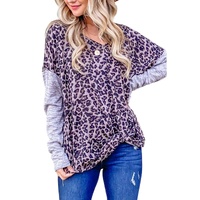 Azura Exchange Leopard Print Drop Shoulder Patchwork Sleeve Top - S thumbnail