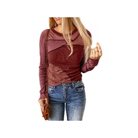 Azura Exchange Color Block Ribbed Knit Top with Exposed Seams - L thumbnail
