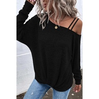 Azura Exchange Asymmetric Strappy Cold Shoulder Long Sleeve Top - XL thumbnail