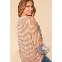 Multicolor Exposed Seam Colorblock Oversized Knit Top - L thumbnail