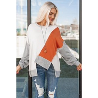 Azura Exchange Colorblock Stitching Irregular Hem Long Sleeve Top - XL thumbnail