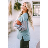 Azura Exchange Striped Bishop Sleeve Top - M thumbnail