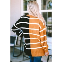 Stripe Oversized Contrast Printed Dropped Shoulder Top - L thumbnail
