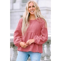 Azura Exchange Textured Bubble Sleeve Blouse - XL thumbnail