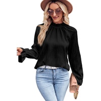 Azura Exchange Frilled Mock Neck Ripple Bubble Sleeve Blouse - XL thumbnail