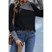 Azura Exchange Black Colorblock Asymmetrical Neck Top - S thumbnail