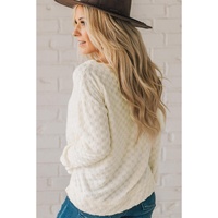 Beige Solid Textured Thumbhole Sleeve Top - S thumbnail