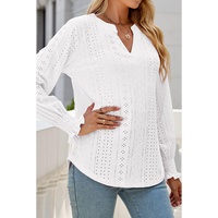Azura Exchange Split Neck Textured Loose Blouse - L thumbnail