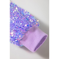 Orchid Petal Sequin Patchwork Long Sleeve Pullover Top - L thumbnail