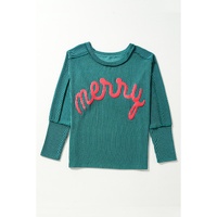 Skobeloff Merry Graphic Corded Batwing Sleeve Knit Top - L thumbnail