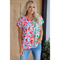 Green Contrast Leopard Print V Neck Short Sleeve Blouse - L thumbnail