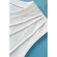 White Crew Neck Pleated Tank Top - XL thumbnail