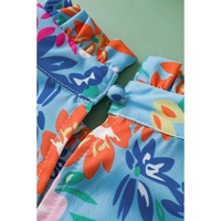 Sky Blue Frilled Collar Floral Vest - L thumbnail