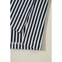 Black White Striped Patchwork 3/4 Sleeve Oversize Top - M thumbnail