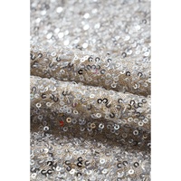 Silvery Sequin Puff Sleeve Cutout Back Blouse - L thumbnail